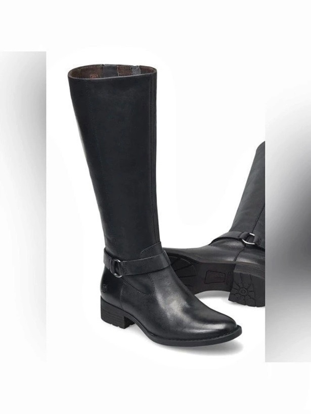 Born Saddler Leather Tall Boots Black US 8